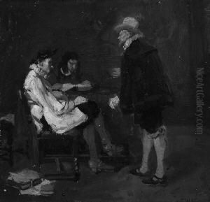 Anwaltskanzlei". Signatur Unvollstandig. Ol Auf Lwd. Auf Hartfaser. 25 X 26 Cm. Rahmen by Willem Van Der Worp