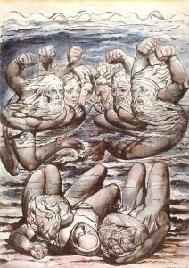 Inferno, Canto VII, 110-127, The Stygian Lake with angry sinners fighting. by William Blake