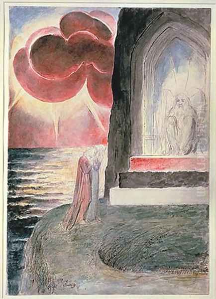Purgatory, Canto 9, Dante and Virgil before the Angelic Guardian of the Gate of Purgatory - view 1