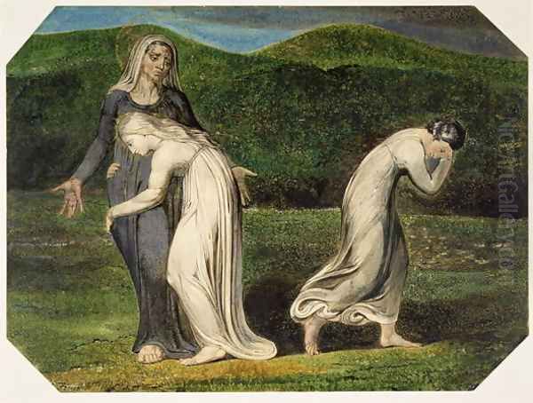 Naomi entreating Ruth and Orpah to return to the land of Moab, from a series of 12 known as 'The Large Colour Prints', 1795 - view 1