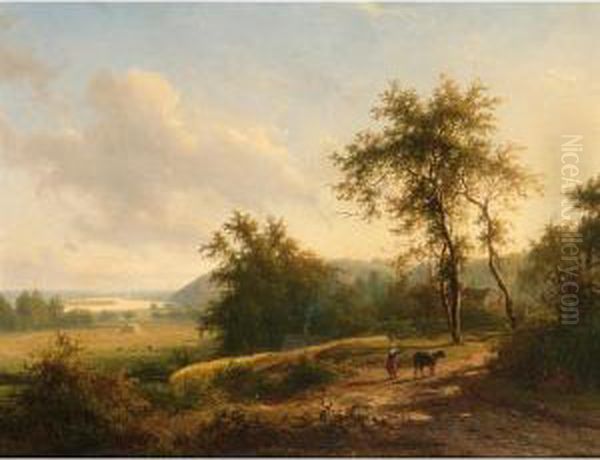 A Peasantwoman Leading A Cow On A Country Road - view 1