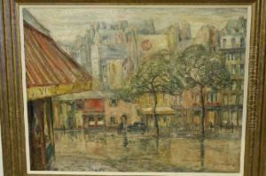 Hoekcafe Aan Pleintje Te Parijs by John Van Deventer
