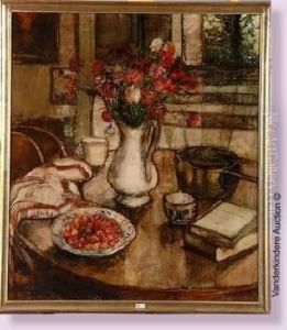 Nature Morte Aux Oeillets Et Aux Cerises by John Van Deventer