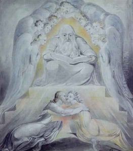 Mercy and Truth are met together, Righteousness and Peace have kissed each other by William Blake