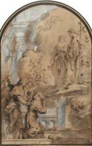 La Vierge Et Le Christ Apparaissent A Un Moine by Abrham Van Diepenbeck