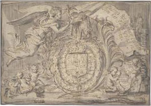 Design For A Frontispiece Glorifying The Coat Of Arms Of King Philip Ii Of Spain - view 1