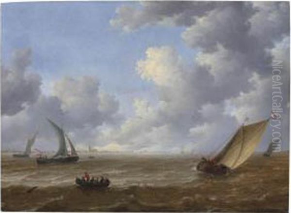 Wijdschips Tacking Offshore In A Stiff Breeze - view 1