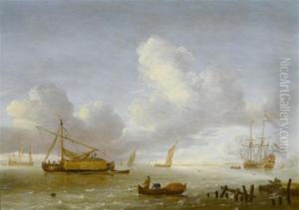 Marine Landscape With Fishermen In The Foreground - view 1