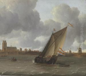 Sailing On The River Maas Near Dordrecht