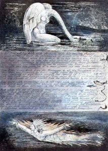 Plate II, Jerusalem, c.1804-20. The daughters of Albion represented by swan-like and fish-like creatures by William Blake