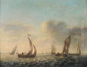 Dutch Shipping In Choppy Seas by Willem van Diest