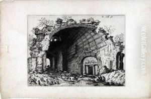 Radierung Auf Feinstrukturiertem Butten Mit Wasserzeichen Narrenkappe, Aus Der Folge Operum Antiquorum Romanorum ... Reliquias Ac Ruinas .... Plattengrose 15,2 X 21 Cm, Blattgrose 21 X 32,3 Cm. New Hollstein 240, 1. Zustand