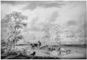 Berger Avec Son Troupeau by Dyonis Van Dongen