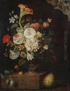 Stilleven Met Bloemen Opentablement. by Martin Van Dorne