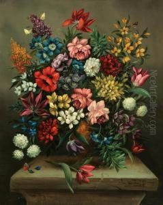 Still Life With Flowers On A Pedestal