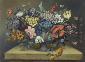 Blumenstillleben Mit Schmetterlingen