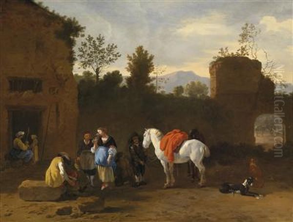 Figures And Horses In Front Of An Inn - view 1