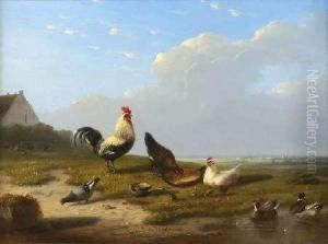 Cattle, Sheep And Hens In A Landscape Cattle, Sheep And Hens In A Landscape