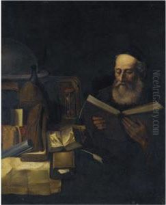 A Scholar In His Study Reading