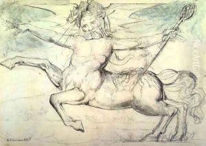 Inferno, Canto XXV, 12-33, Centaur Cacus Threatens Vanni Fucci by William Blake
