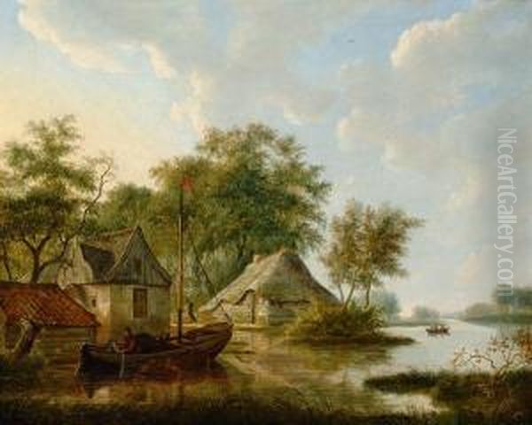 Summer Landscape With Angler - view 1