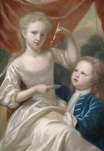 Children Playing With Soap Bubbles by Philip Le Petit Van Dyk