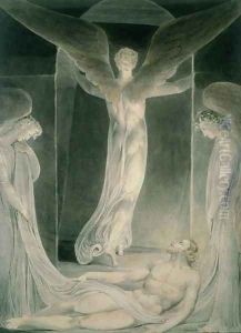 The Resurrection- The Angels rolling away the Stone from the Sepulchre by William Blake