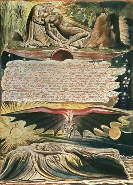 Jerusalem The Emanation of the Giant Albion- 'And One stood forth', top to bottom, Los supported by Christ; Albion's burial in the Supulcher, 1804 - view 1