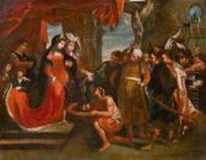 Tomyris Empfangt Das Haupt Konig Cyrus by Justus van Egmont