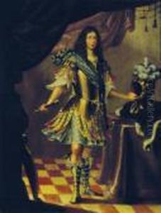 Portrait Of A Nobleman, Standing, Full Length, Wearing Armor by Justus van Egmont