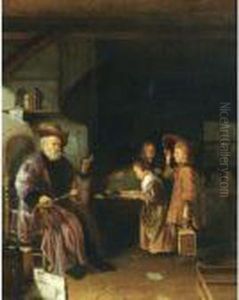 A Schoolmaster Teaching His Pupils In A Classroom