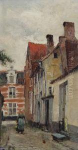 Melkboerin In Het Pompstraatjein Het Begijnhof Van Lier by Louis Van Engelen