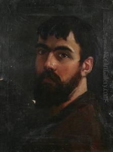 Zelfportret Naar Charles Verlat by Louis Van Engelen