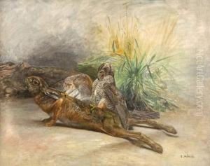 Rapace Prenant Un Lievre by Edouard Van Esbroeck