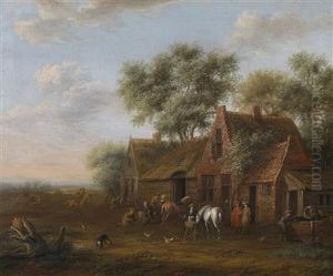 Horsemen In Front Of An Inn by Barend Gael or Gaal