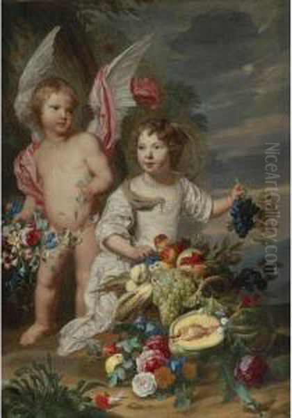 A Young Girl With An Angel In A Landscape - view 1
