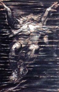 The First Book of Urizen- Bearded man swimming through water, 1794 by William Blake