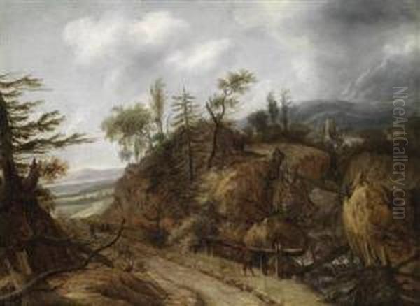 A Mountain Landscape With A Waterfall - view 1