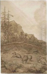 Sheep On A Mountainside by Allart Van Everdingen