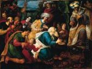 Joseph's Family In Egypt by Kasper or Gaspar van den Hoecke