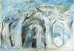 Inferno, Canto II, 139-141, Dante and Virgil enter the wood by William Blake