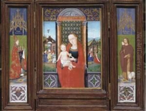 The Virgin And Child, Saint Donatianus And Saint John The Baptist by Jan Van Eyck