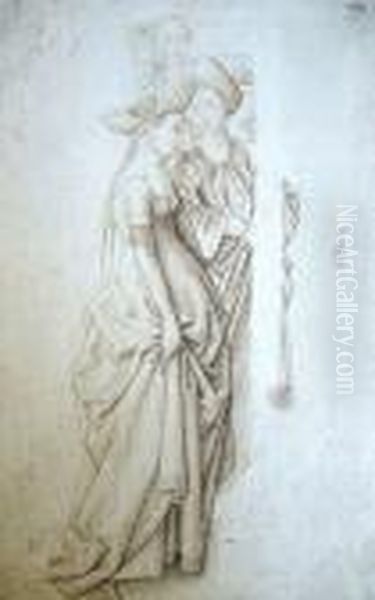 Study Of Standing Figures' Pen And Brown Ink On Laid, Bears Collectors Monogram In Pen And Ink, 13x20cm - view 1