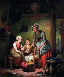 Binnenhuis Met Piepende Jongen by Jean Baptiste Van Eycken