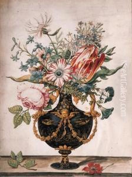 Flowers In A Decorative Urn - view 1