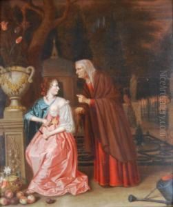 Allegorical Scene Of A Youth Andage In An Ornamental Garden