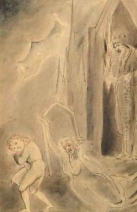 Churchyard spectres frightening a schoolboy by William Blake