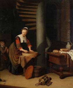 A Kitchenmaid Ironing by Adriaen van Gaesbeeck