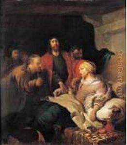 Le Christ Au Chevet De La Mere De Saint Pierre by Jan or Joan van Noordt