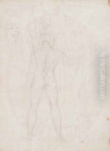 Satan going to and fro in the Earth, and another figure by William Blake